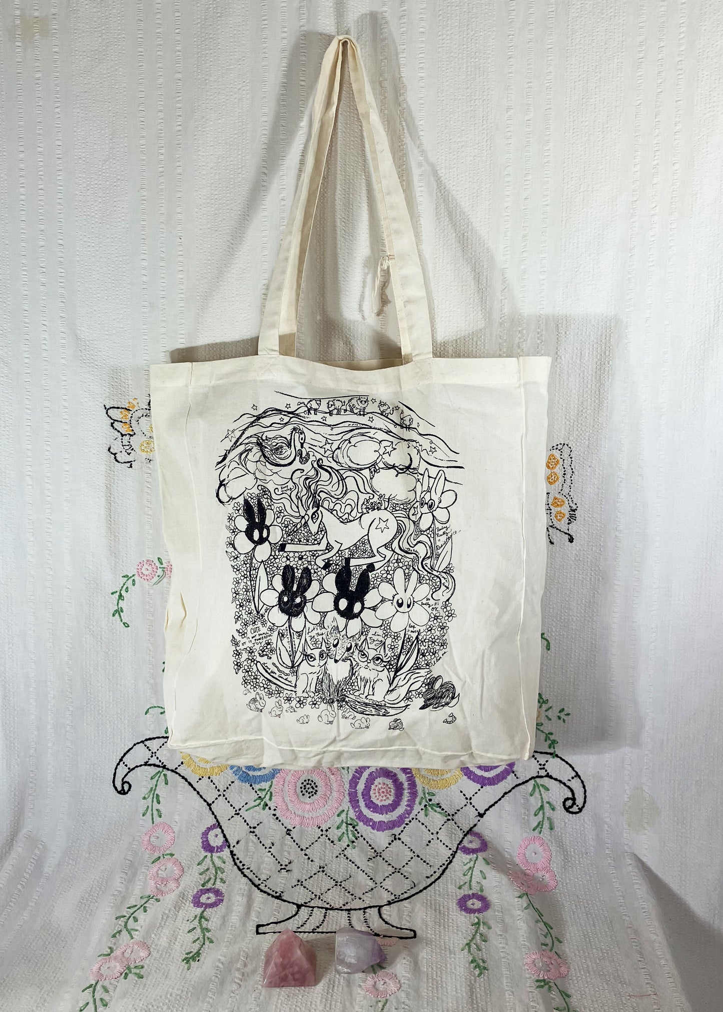 Unicorn Rabbit Meadow Tote